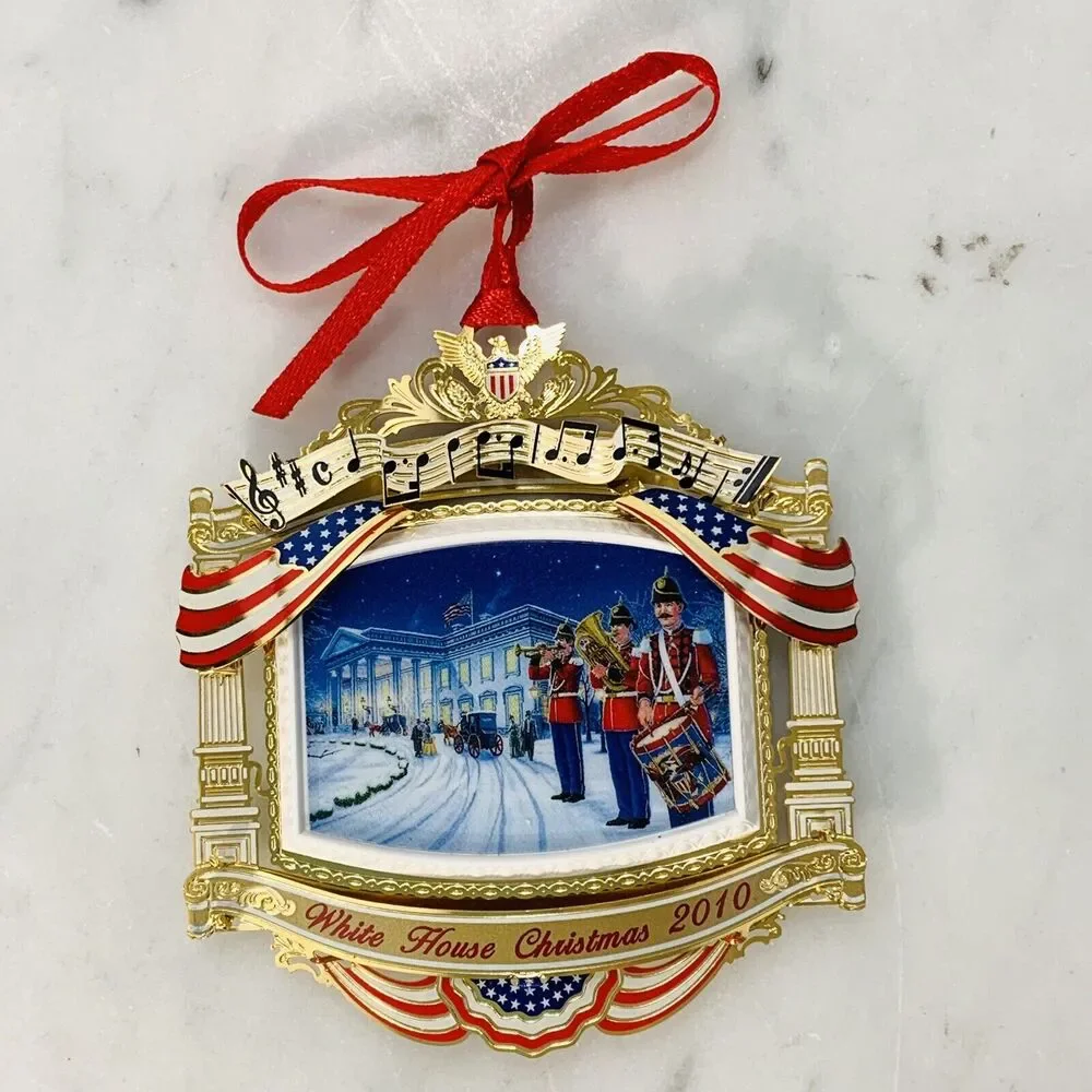 The White House 2010 Christmas Ornament Historical Assoc McKinley Army Navy EUC